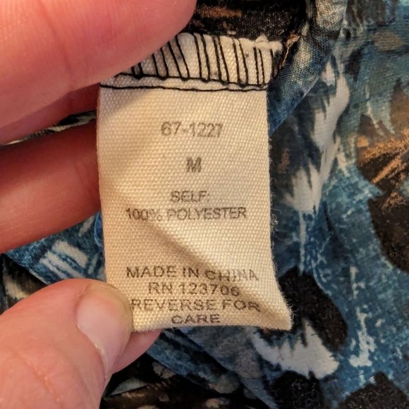 Lavender & Honey sheer long sleeve button up feather animal print blouse size M - Picture 5 of 8